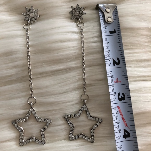 New✨ Silver Rhinestone Star & Moon Drop Earrings - Picture 7 of 8